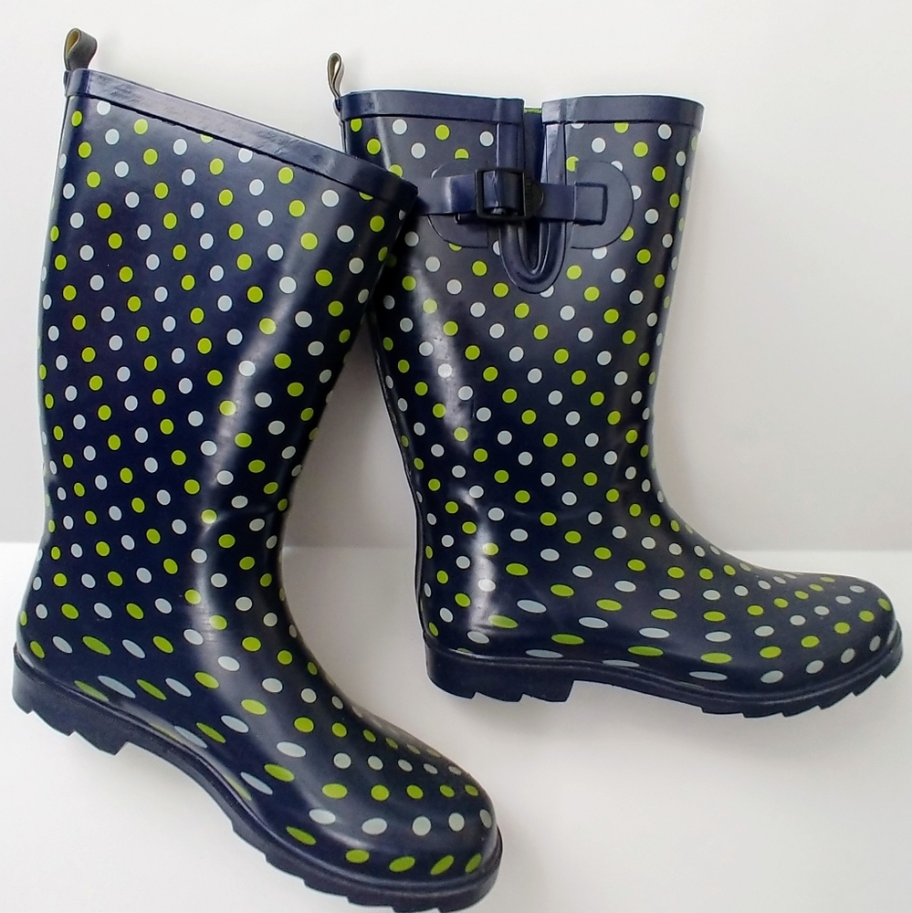 ✨Women's Polka Dot Rubber Rain Boots | Sz 10
